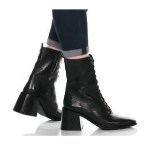 Sam Edelman Westie Black Leather Lace Up Boot Size 5